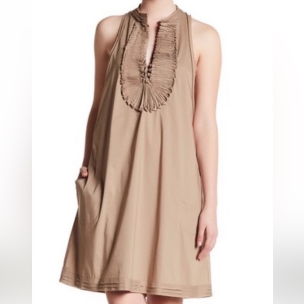 BCBGMaxAzria tuxedo ruffle swing mini dress size xxsmall razorback - Picture 14 of 14